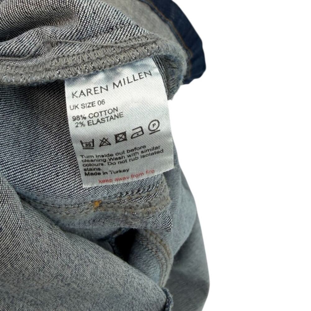 Karen Millen Dark Wash Denim Midi Shirt Dress Button Front Long Sleeve US 2 - Picture 11 of 11